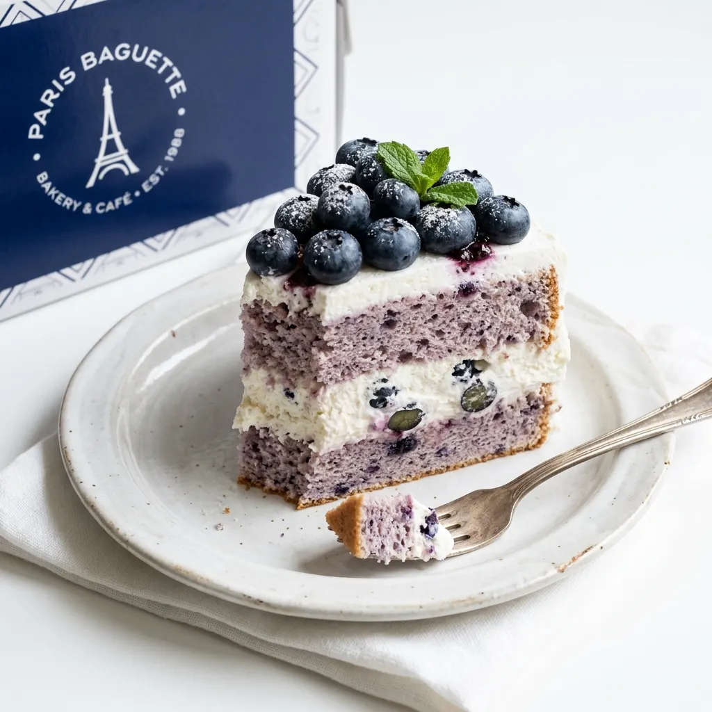 Blueberry Chiffon Cake Slice