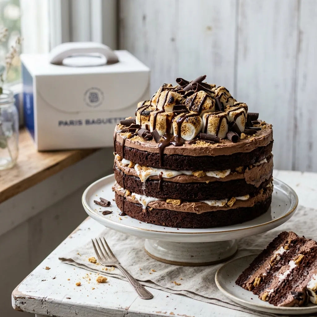 S’mores Chocolate Marshmallow Layer Cake