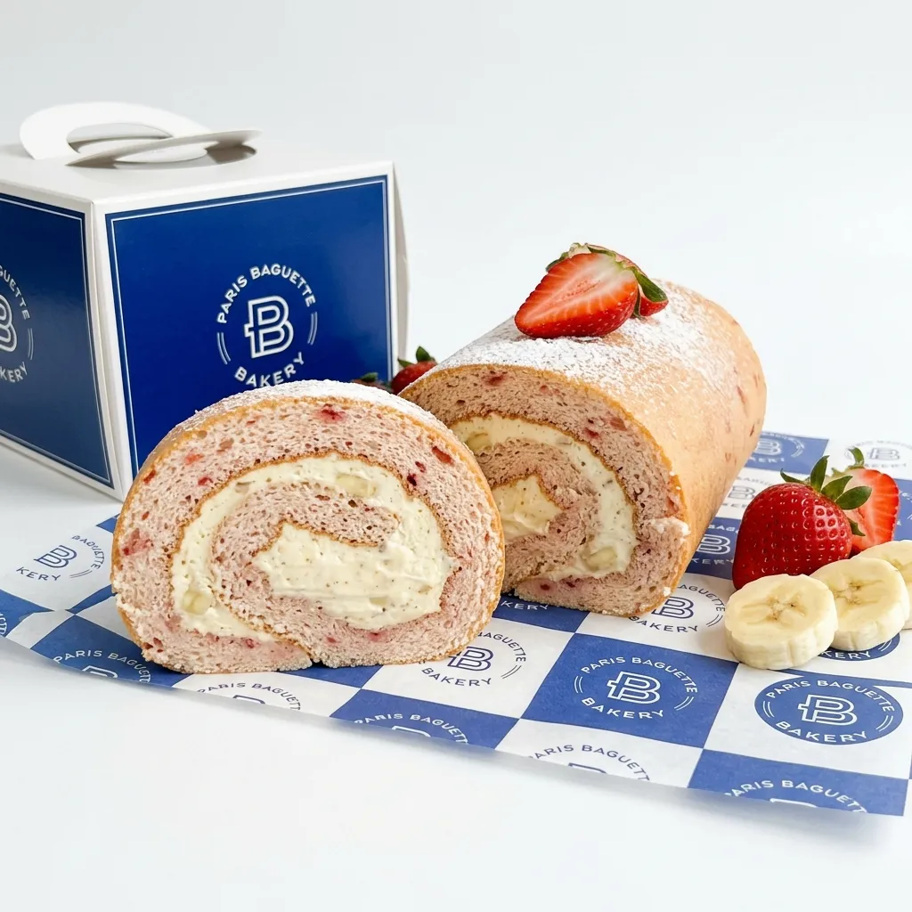 Strawberry Banana Roll Cake